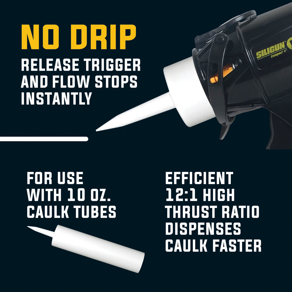SILIGUN Compact Caulk Gun With Caulking Tools – 10 Oz Caulk Gun With No Rod 12 1 Push Ratio Caulking Gun For Silicone Latex Sealant Hand Caulking Guns For Diy Use SILIGUN Compact Caulk Gun With Caulking Tools – 10 Oz Caulk Gun With No Rod 12 1 Push Ratio Caulking Gun For Silicone Latex Sealant Hand Caulking Guns For Diy Use